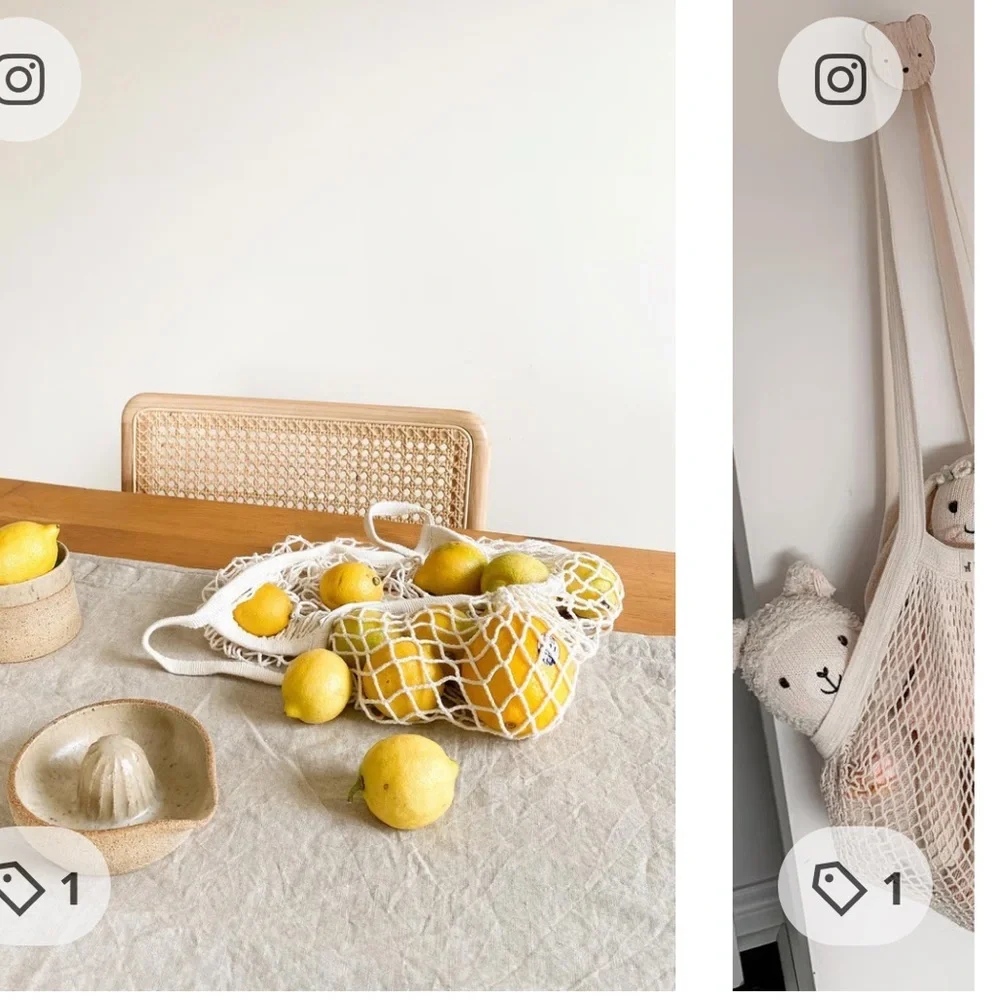 IKEA KUNGSFORS set of natural mesh reusable sustainable bags